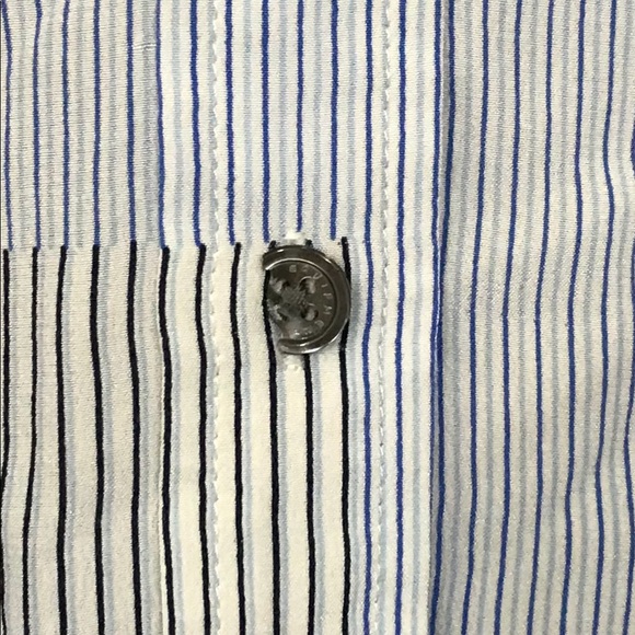 Equipment Blue Striped 100% Silk Button Down Top - Picture 6 of 6